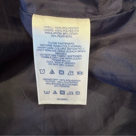 Lands End Down Vest Chrysanthemum Print Quilted Large 14-16 Red Blue Pockets - Picture 5 of 5